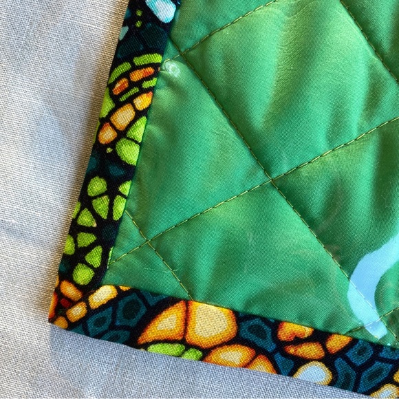 Handmade 13” x 11” stained glass fabric cross stitch vinyl front project bag - Picture 4 of 5